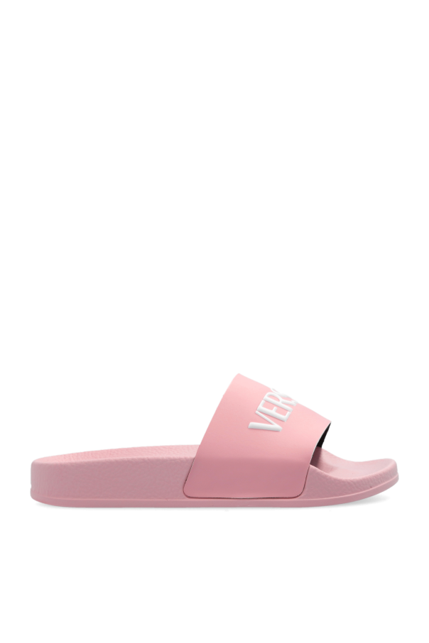 Pink Slides with logo Versace Kids Vitkac GB